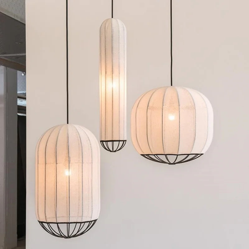 Afralia™ Nordic Fabric Pendant Light LED Minimalism Luminarias Bar Bedroom Lamp