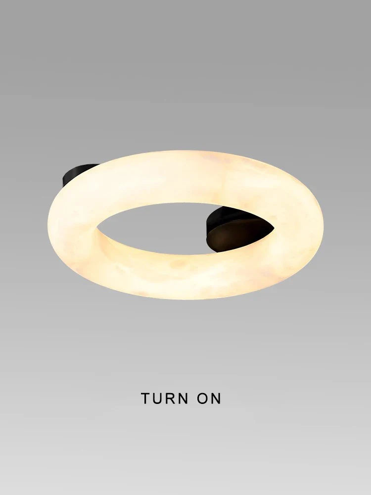 Afralia™ Round White Marble Ceiling Chandelier LED Dimmable Luxury Fixture