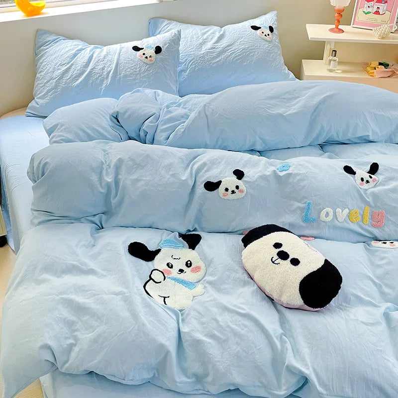 Afralia™ Cartoon Embroidery Bedding Set for Single & Double Sleepers