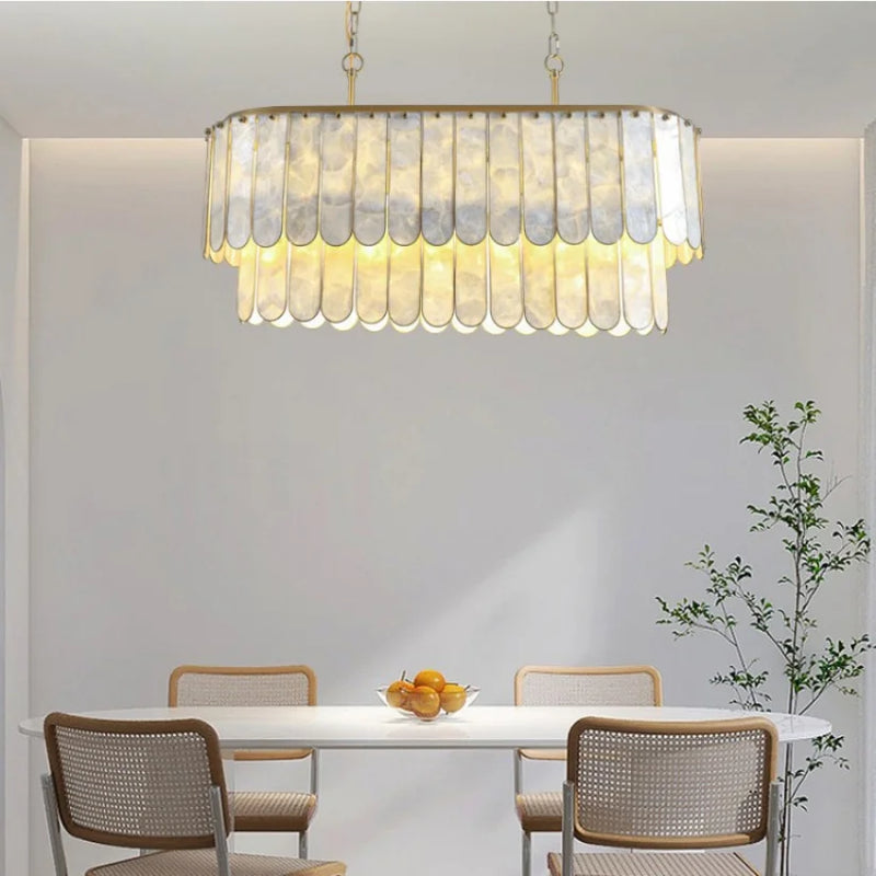 Afralia™ Shell Pendant LED Chandelier for Home Lighting