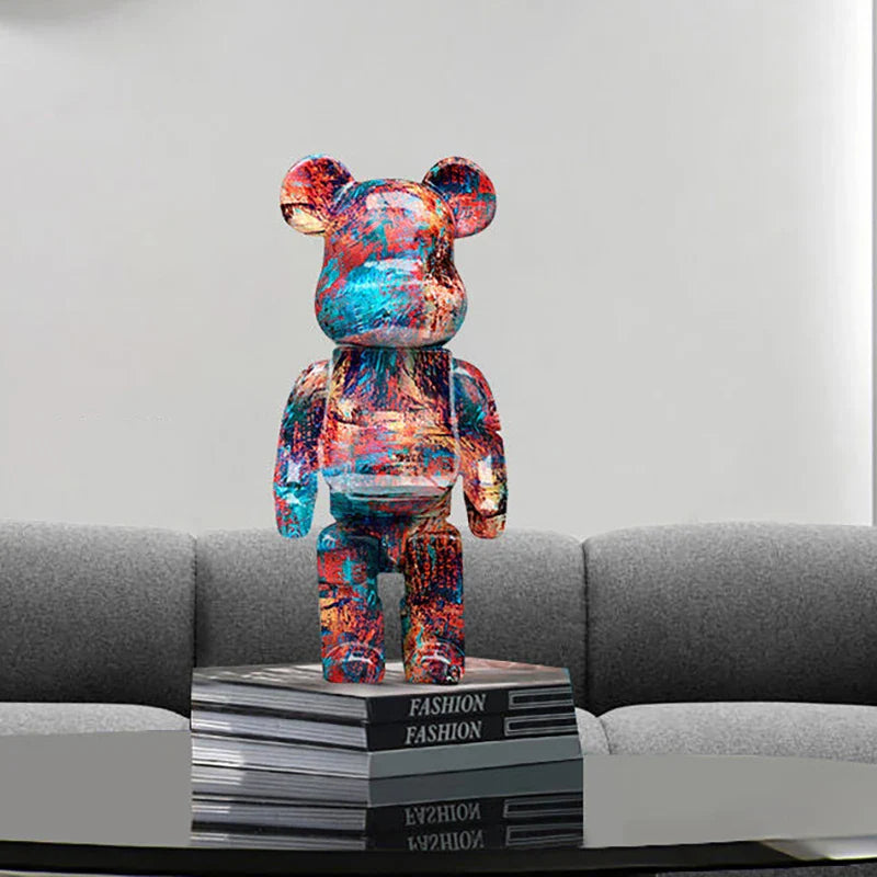 Afralia™ Graffiti Bear 27cm Figurine | Modern Home Decor Statue & Money Jar