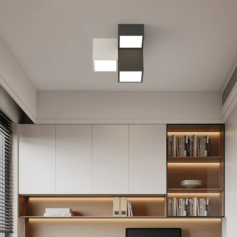 Afralia™ Geometric Chandelier: Minimalist Modern Luxe Black White Bedroom Lamp