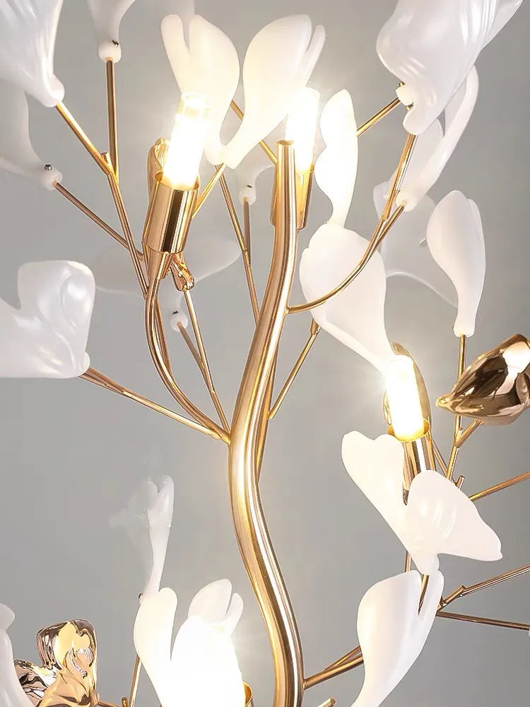 Afralia™ Nordic Ginkgo Leaf Living Room Floor Lamp - Modern Bedroom Night Light