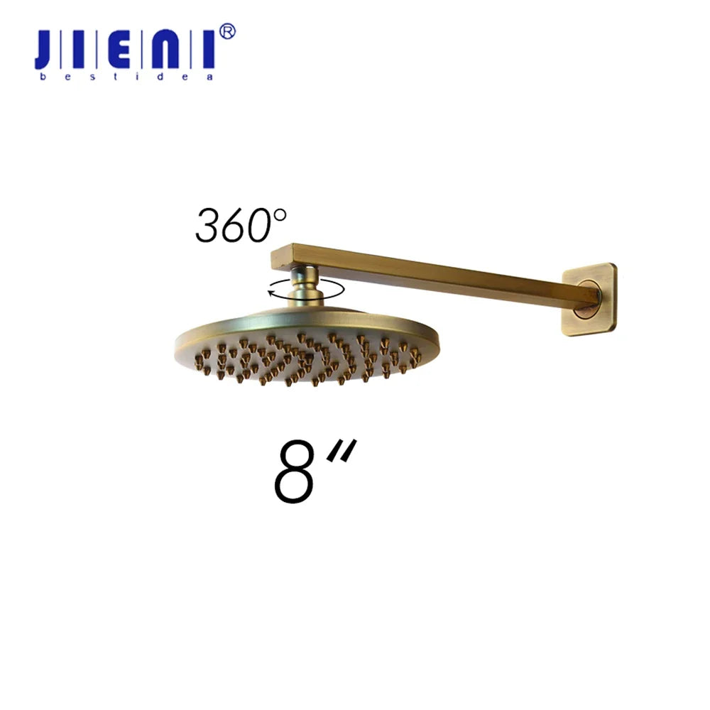 Afralia™ Matte Black & Antique Brass Rainfall Tub Mixer Faucet with Golden Round Shower Head