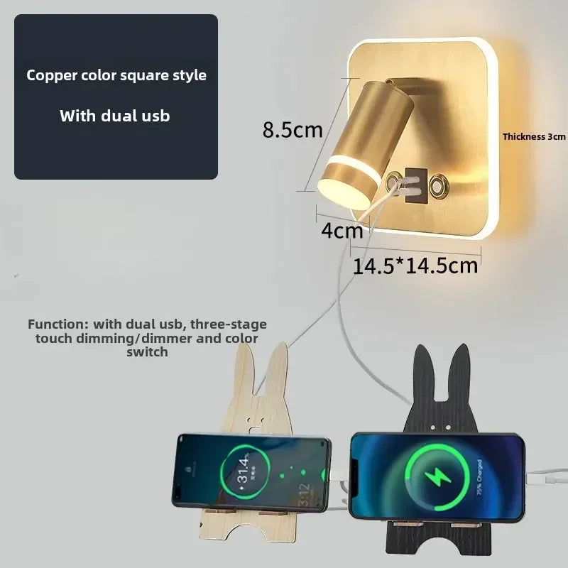 Afralia™ LED USB Reading Wall Lamp with Dimmable Metal Body and Acrylic Shade