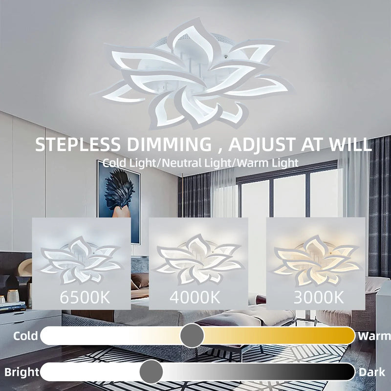 Afralia™ LED Ceiling Light Chandelier Remote Control Dimmable Art Decor for Living Room Home Bedroom