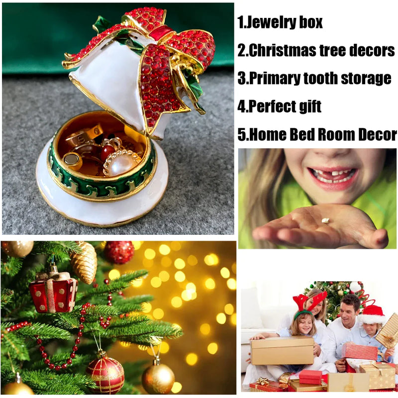 Afralia™ Christmas Bell Trinket Box: Miniature Figurine Ornament Souvenir & Jewelry Storage