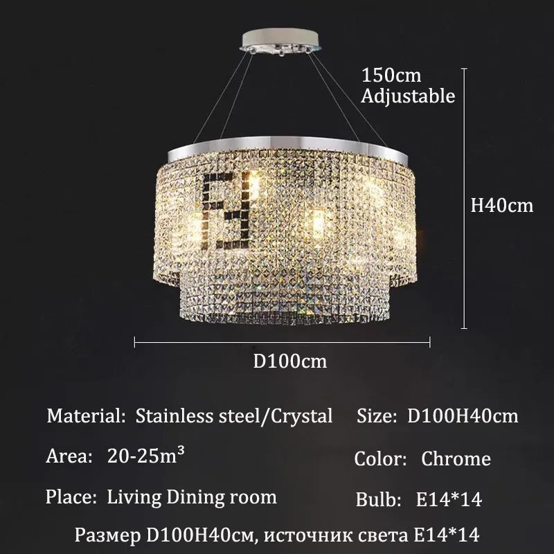 Afralia™ Crystal Pendant Chandelier Ceiling Light Fixture Home Decor Hanging Lamp Luxe Lighting