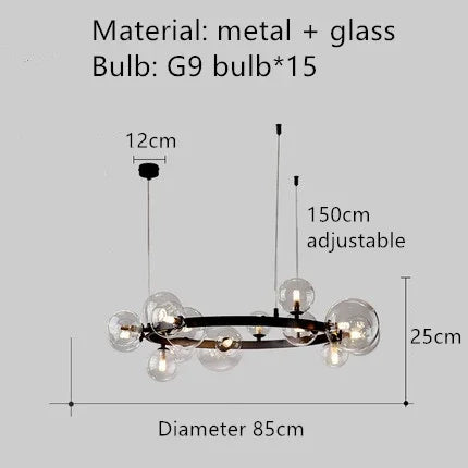 Afralia™ Nordic Glass Bubble Chandelier for Luxury Dining Room and Bedroom