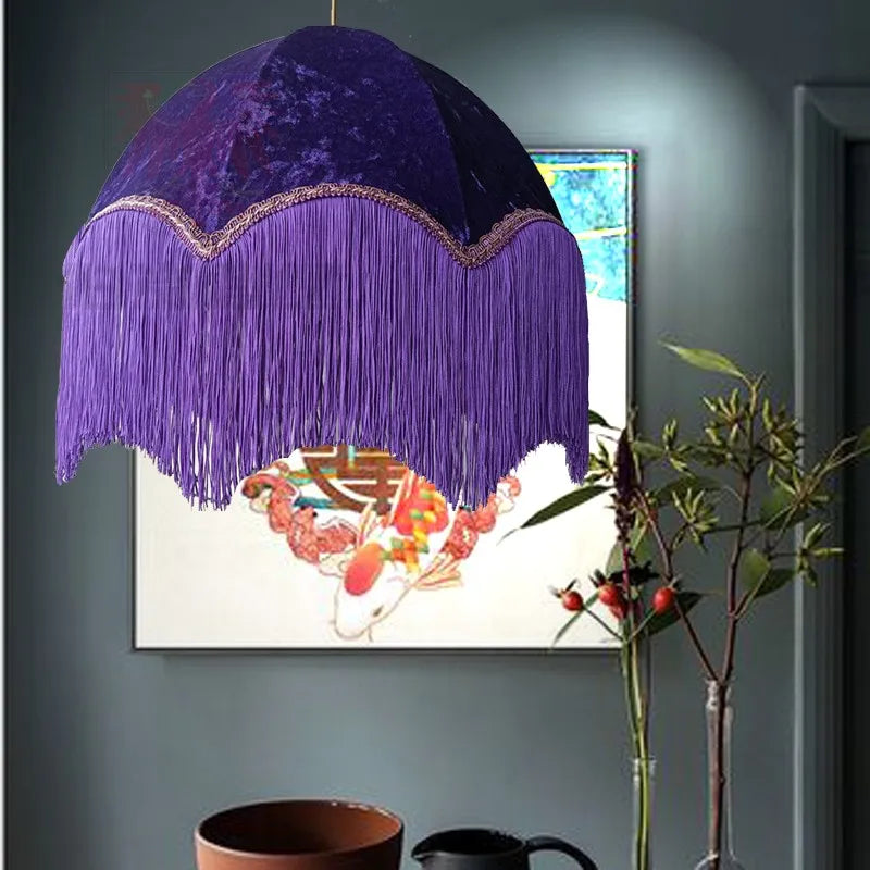 Afralia™ BeauVamp Tassel Pendant Light: French Vintage Boho Lampshade for Living Room, Bedroom, Dining Room
