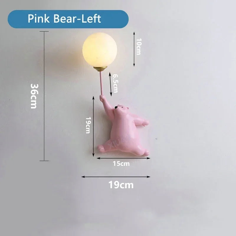 Afralia™ Bear Moon Wall Lamp: Modern Cartoon Light for Kids' Bedroom Décor
