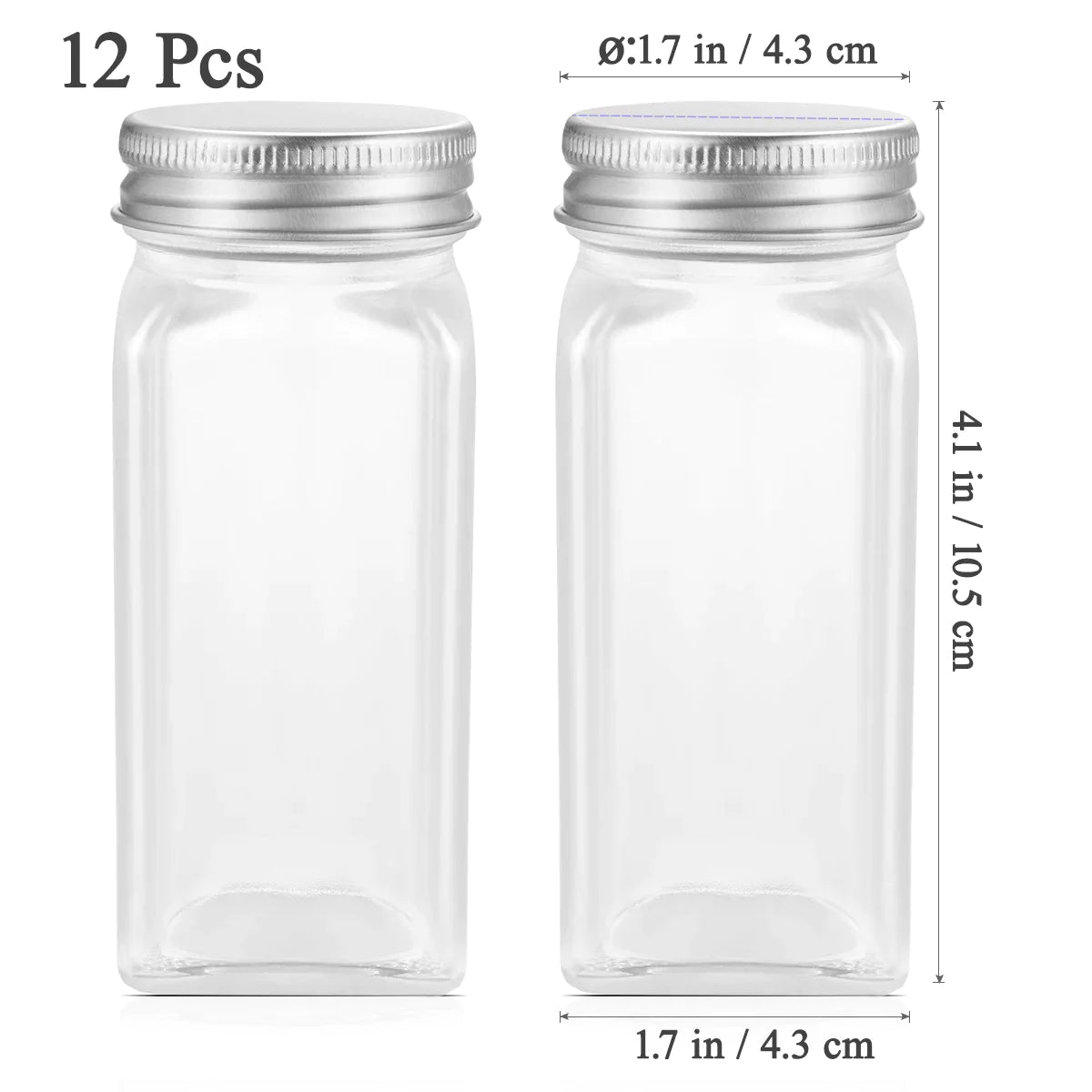 Afralia™ Square Glass Seasoning Jars Set Kitchen Spice Container Outdoor Camping Bottle