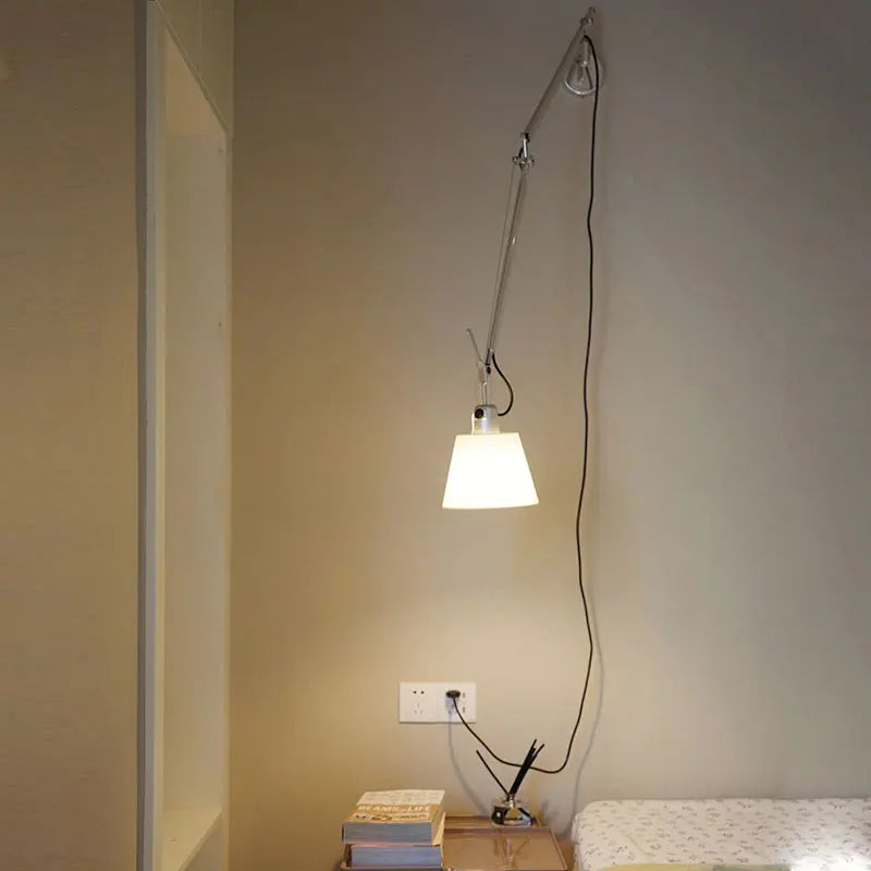 Afralia™ Modern Swing Arm Wall Lamp: Telescopic, Revolving, Black/White for Bedroom, Study, Reading