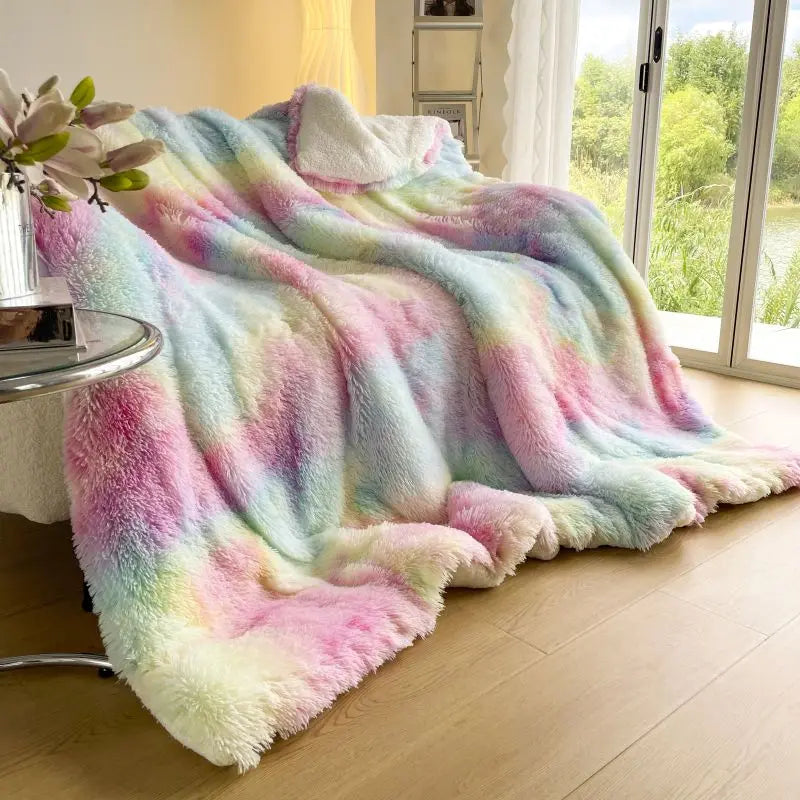 Afralia™ Shaggy Mink Berber Fleece Patchwork Blanket - Cozy Vintage Style for Winter Warmth
