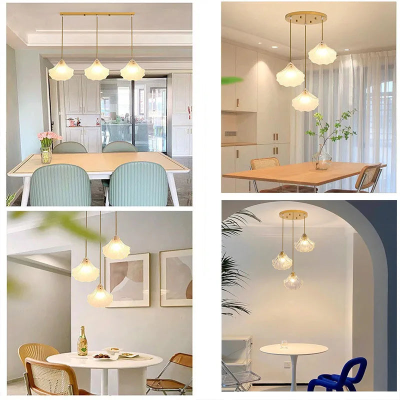 Afralia™ Sea Shell LED Glass Wall Lamp for Bedroom Dining Room Decor
