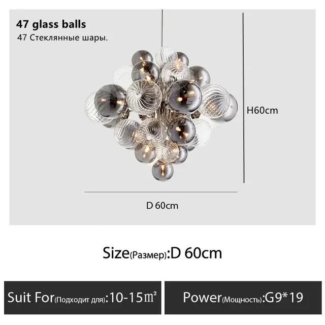 Afralia™ Bubble Glass Ceiling Chandelier Pendant for Living Room Bedroom
