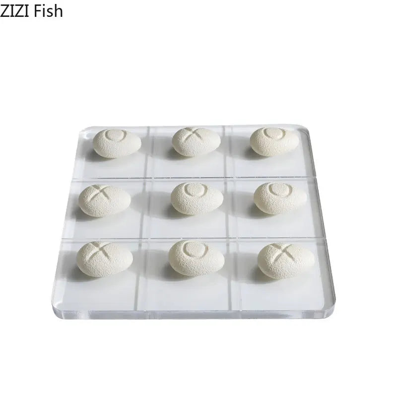 Afralia™ Acrylic Tic-Tac-Toe Chessboard Set with Resin Pieces