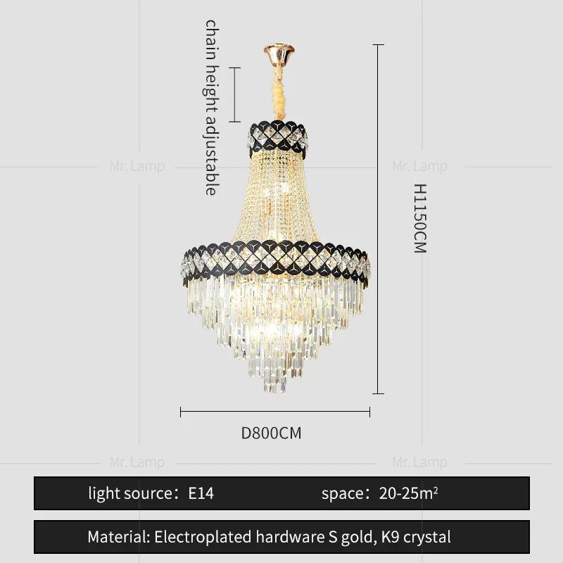 Afralia™ Crystal Chandelier Spiral Staircase Living Room Lamp Texture Design