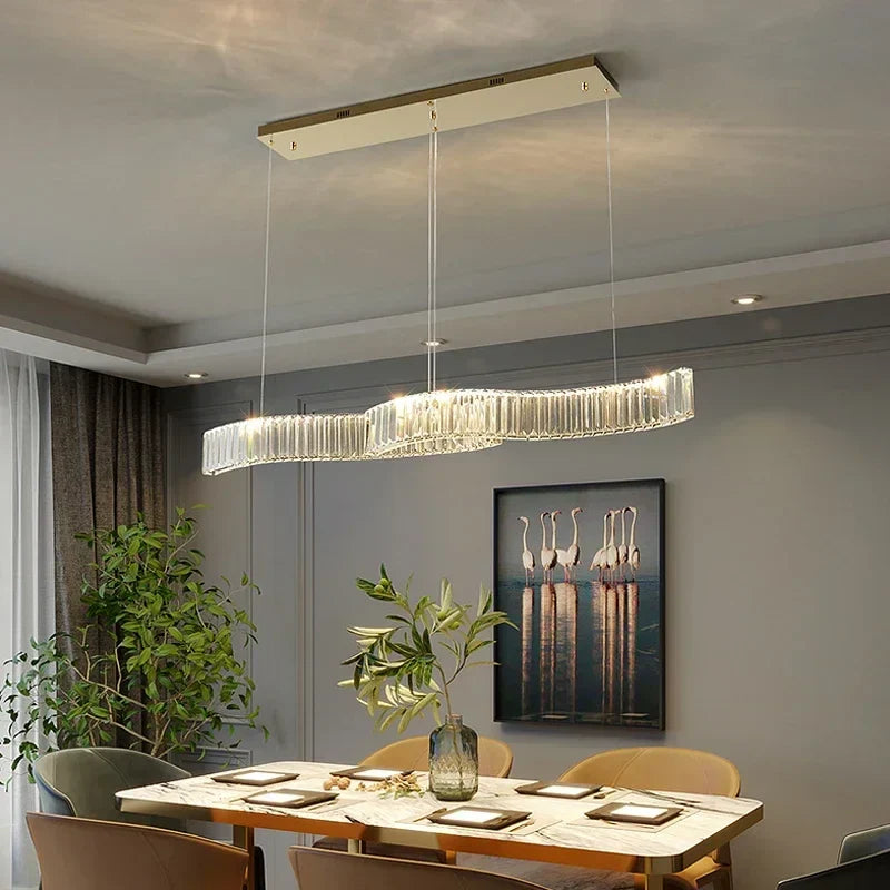 Afralia™ Crystal Pendant LED Chandelier for Luxurious Dining, Kitchen, and Villa Decor