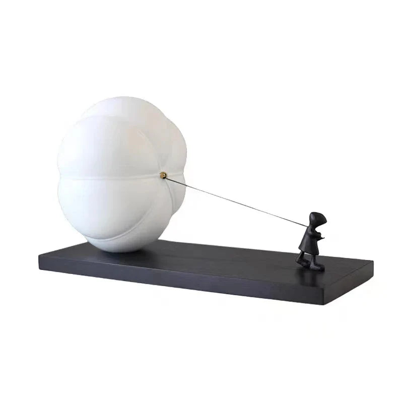 Afralia™ Cartoon Balloon Man Pumpkin Figure Resin Sculpture Home Decoration