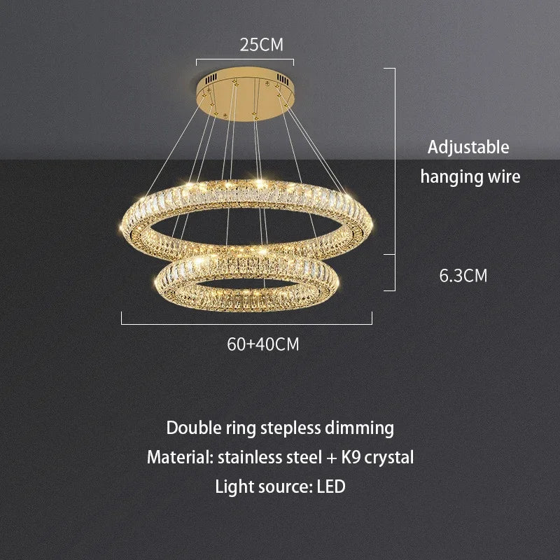 Afralia™ Ring Crystal Chandelier: Luxury Living Room Light for Modern Ambiance
