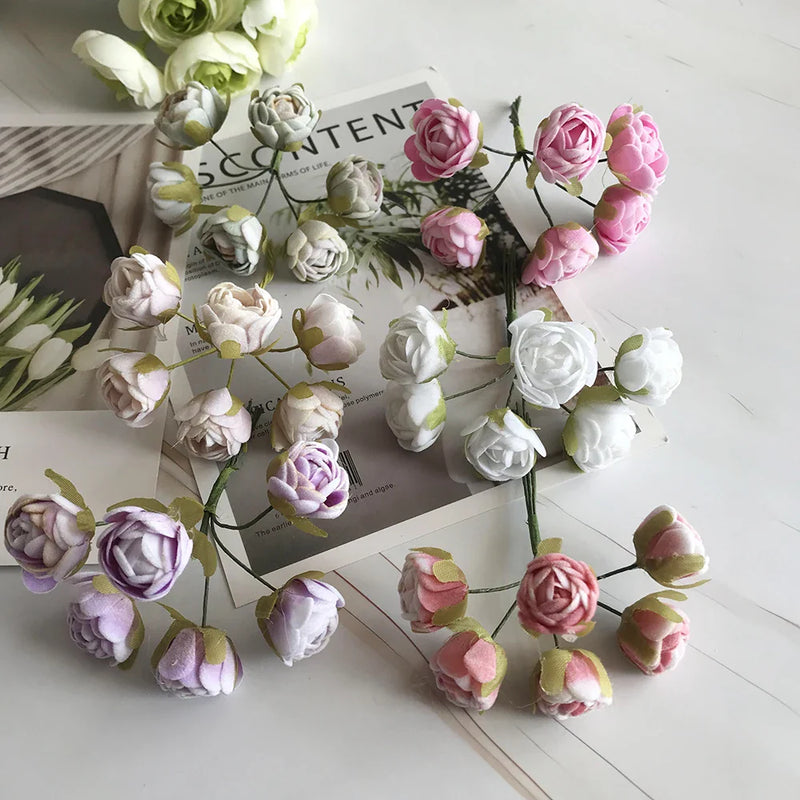 Afralia™ Retro Rayon Tea Roses Bouquet Home Wedding DIY Decoration