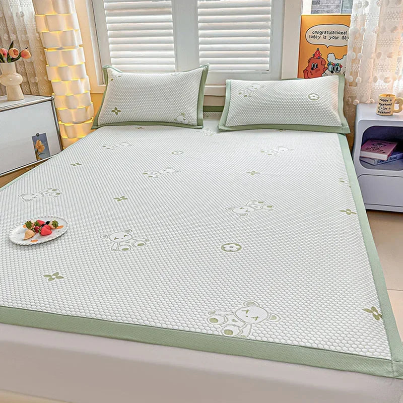Afralia™ Ice Bean Cooling Feel Mat Set - Jacquard Cushion, Washable, Breathable Mattress