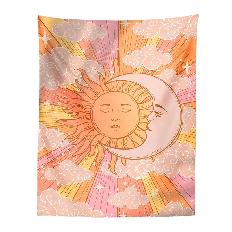 Celestial Moon Goddess Sun Tapestry for Retro Psychedelic Home Decor by Afralia™