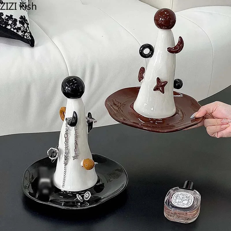 "Afralia™ Magician Hat Jewelry Display Stand Decorative Shelves Earrings Necklace Holder"