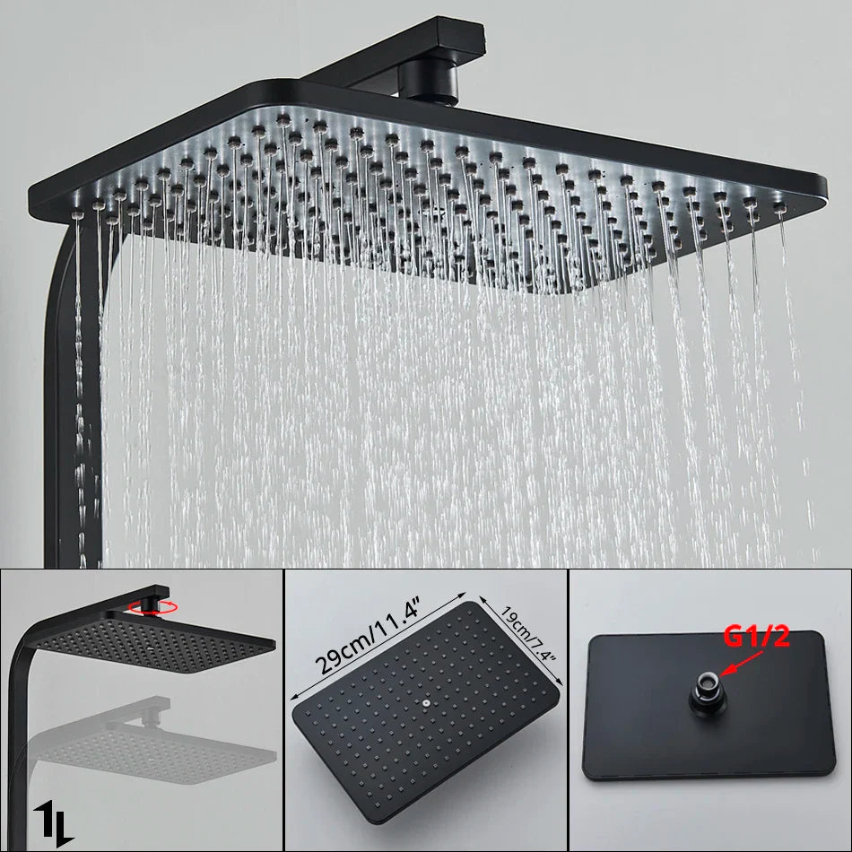 Afralia™ Shower Faucet Set: Wall Mount Rainfall Shower Head & Handheld Sprayer Bathtub Tap
