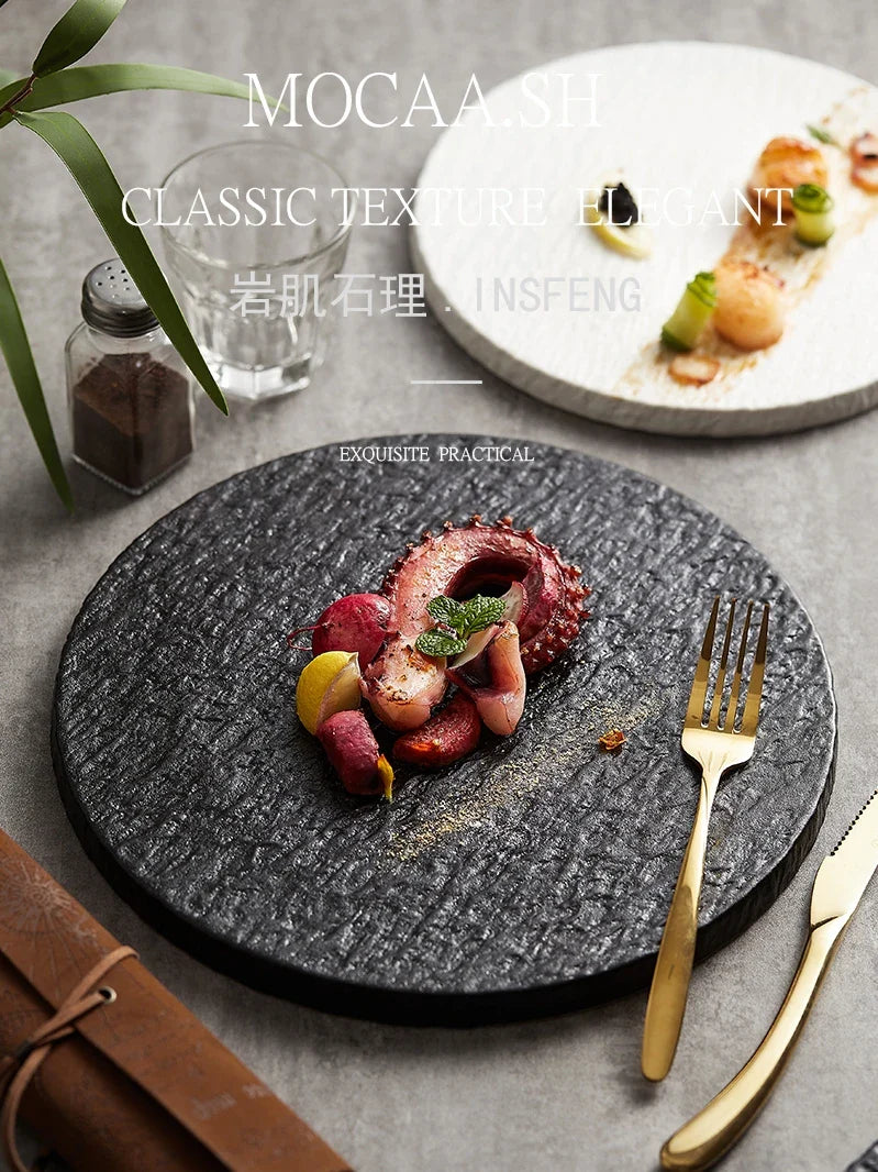 Afralia™ Rock Plate: Elegant Japanese Tableware for Home Dining and Decoration
