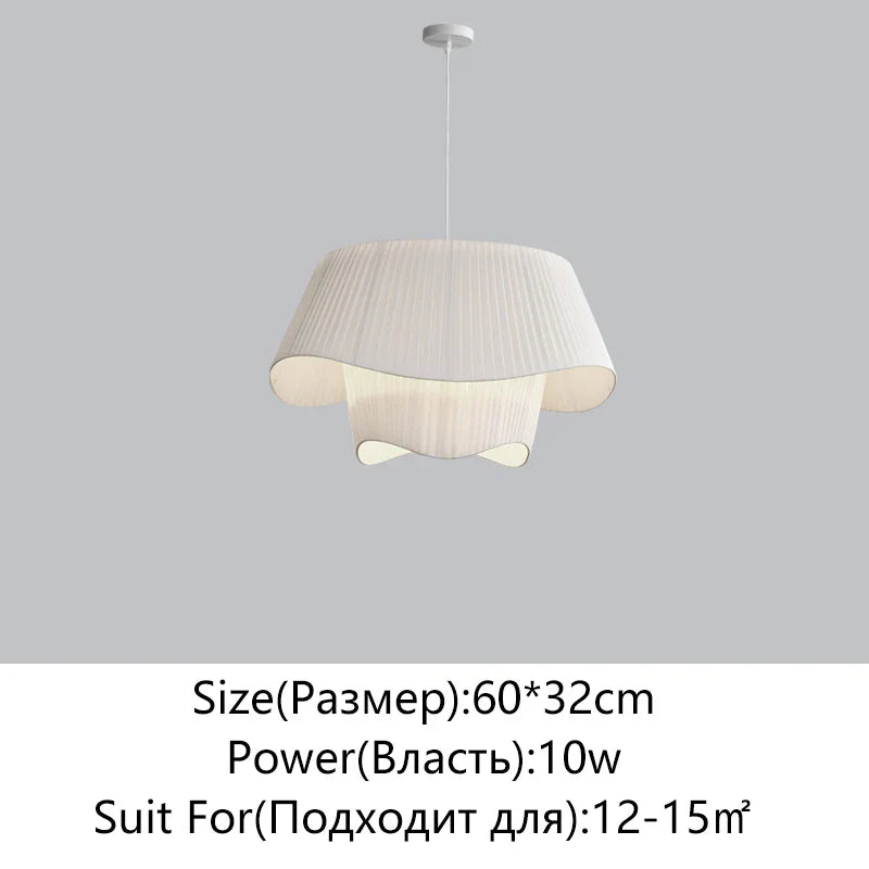 Afralia™ Cream Fabric Chandelier: Retro Nordic Attic Light for Bedroom, Living Room, Dining Room