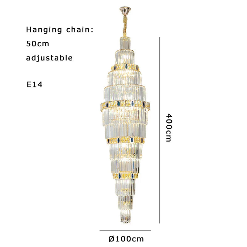 Afralia™ Nordic Modern Luxury Crystal Ceiling Chandelier for Foyer Hotel Stairwell Villa