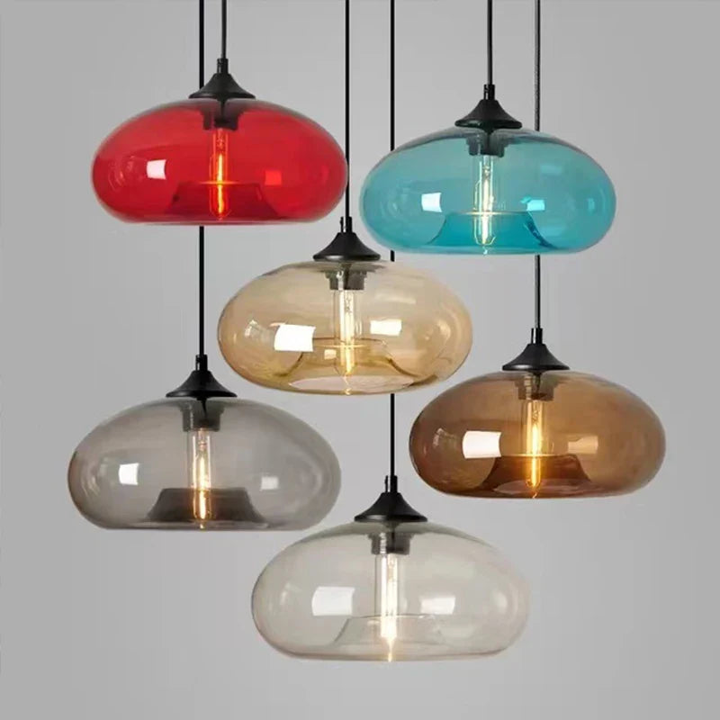 Afralia™ Retro Glass Chandeliers: Multicolor Industrial Pendant Lights for Home, Cafe Decor