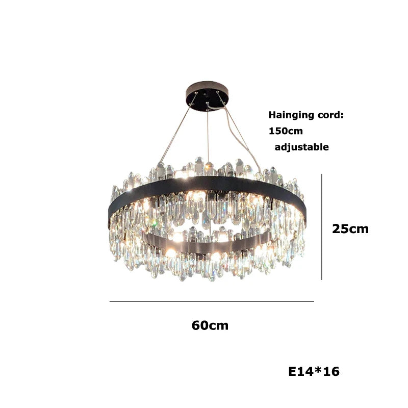 Afralia™ Black/Gold Crystal Chandelier | Modern Oval Round LED Ceiling Light