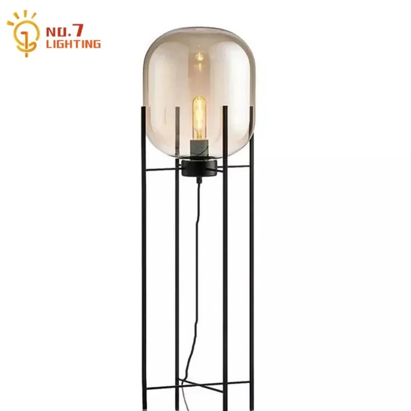 Afralia™ Oda Pulpo Glass Bubble Floor Lamp LED Iron Art Decorative Standing Light