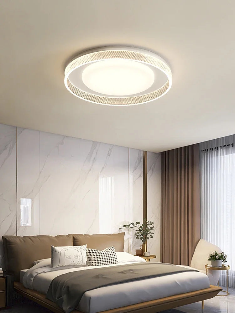 Afralia™ Modern Round Ring LED Chandelier for Bedroom, Living Room, Kitchen - Luxury White Design