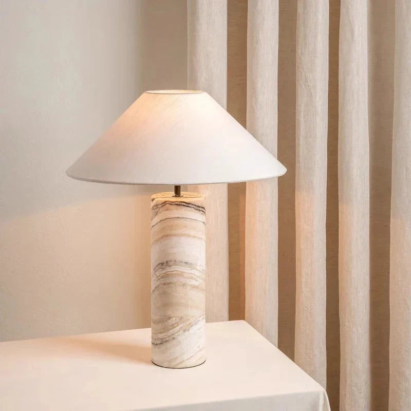 Afralia™ Marble Table Lamp with Iron Lampshade, Luxury Desk Light, Living Room Décor