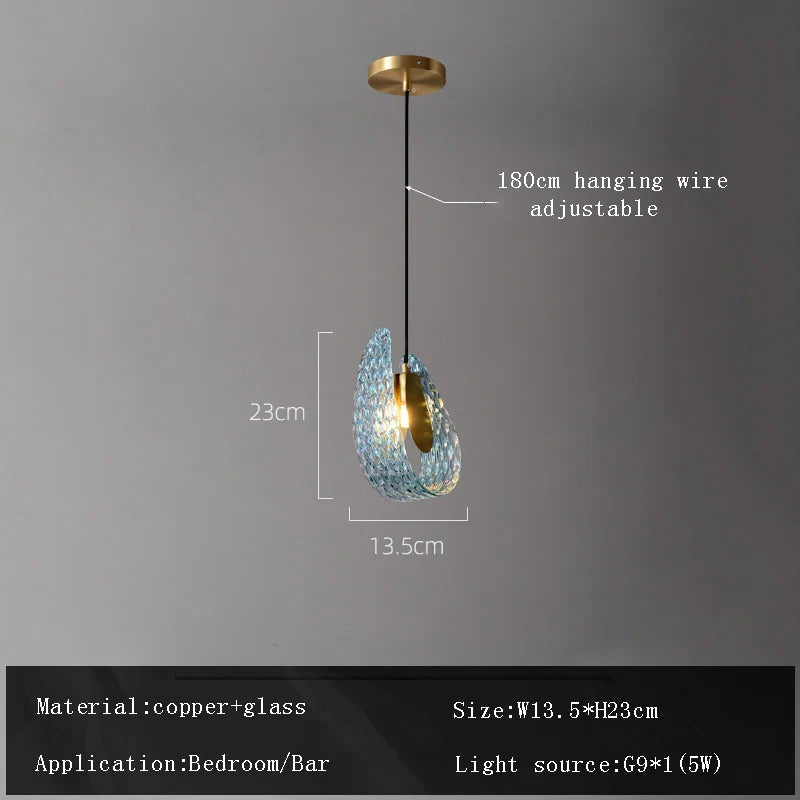 Afralia™ Blue Glass Flower Ceiling Chandelier Copper Hanging Lamps