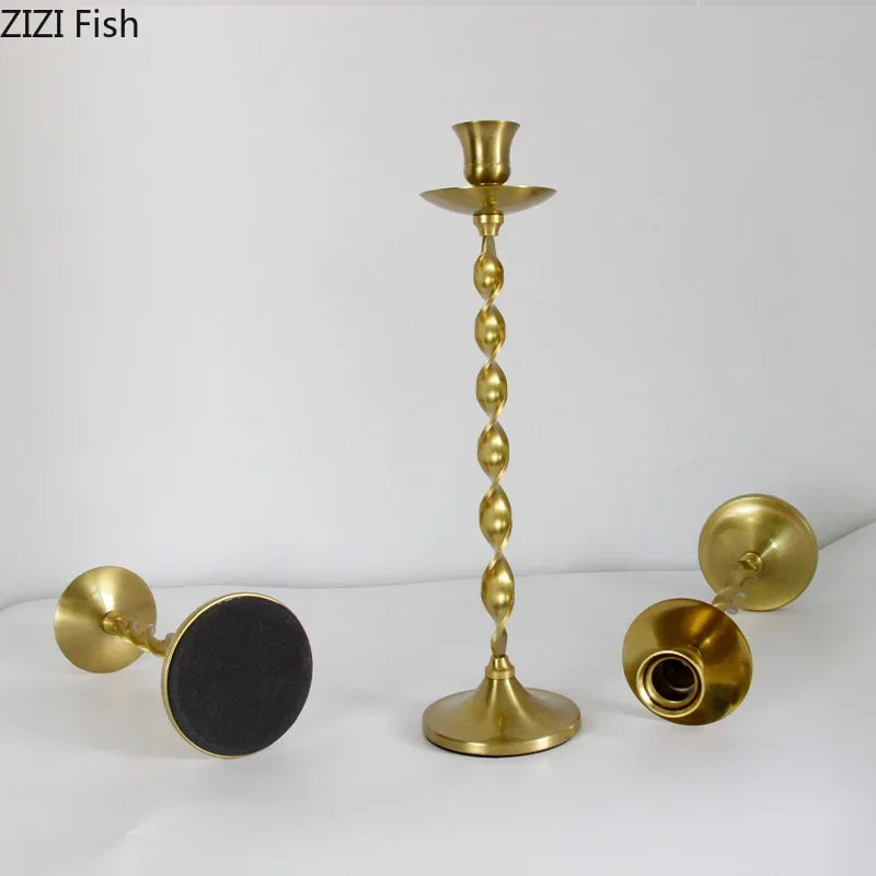 Afralia™ Golden Candlestick Holder Desk Ornament Home Aroma Container