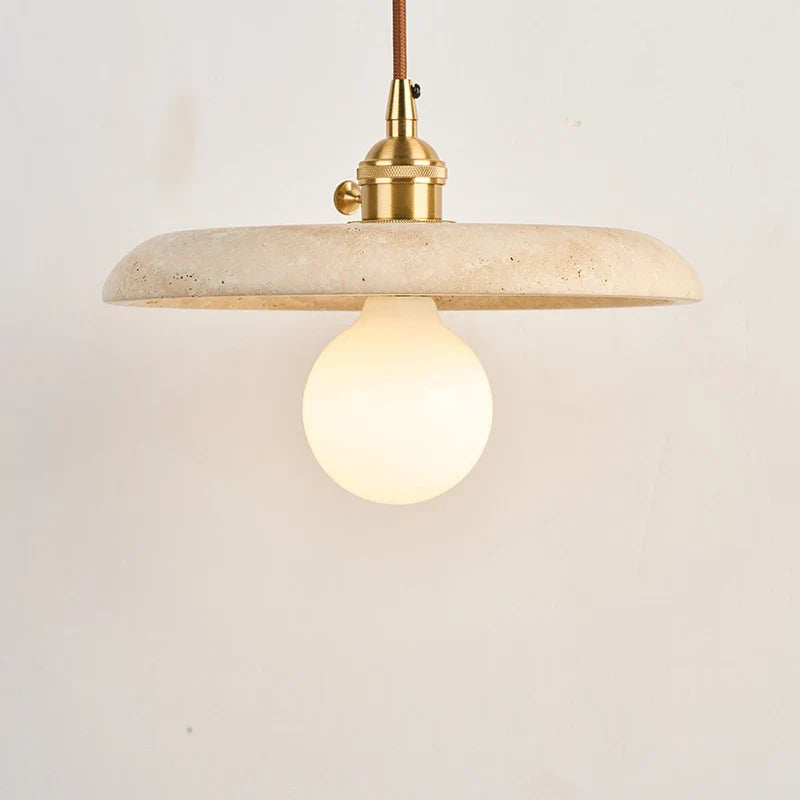 Afralia™ Vintage LED Hanging Lamps Yellow Travertine Pendant Light for Bedroom & Dining Room