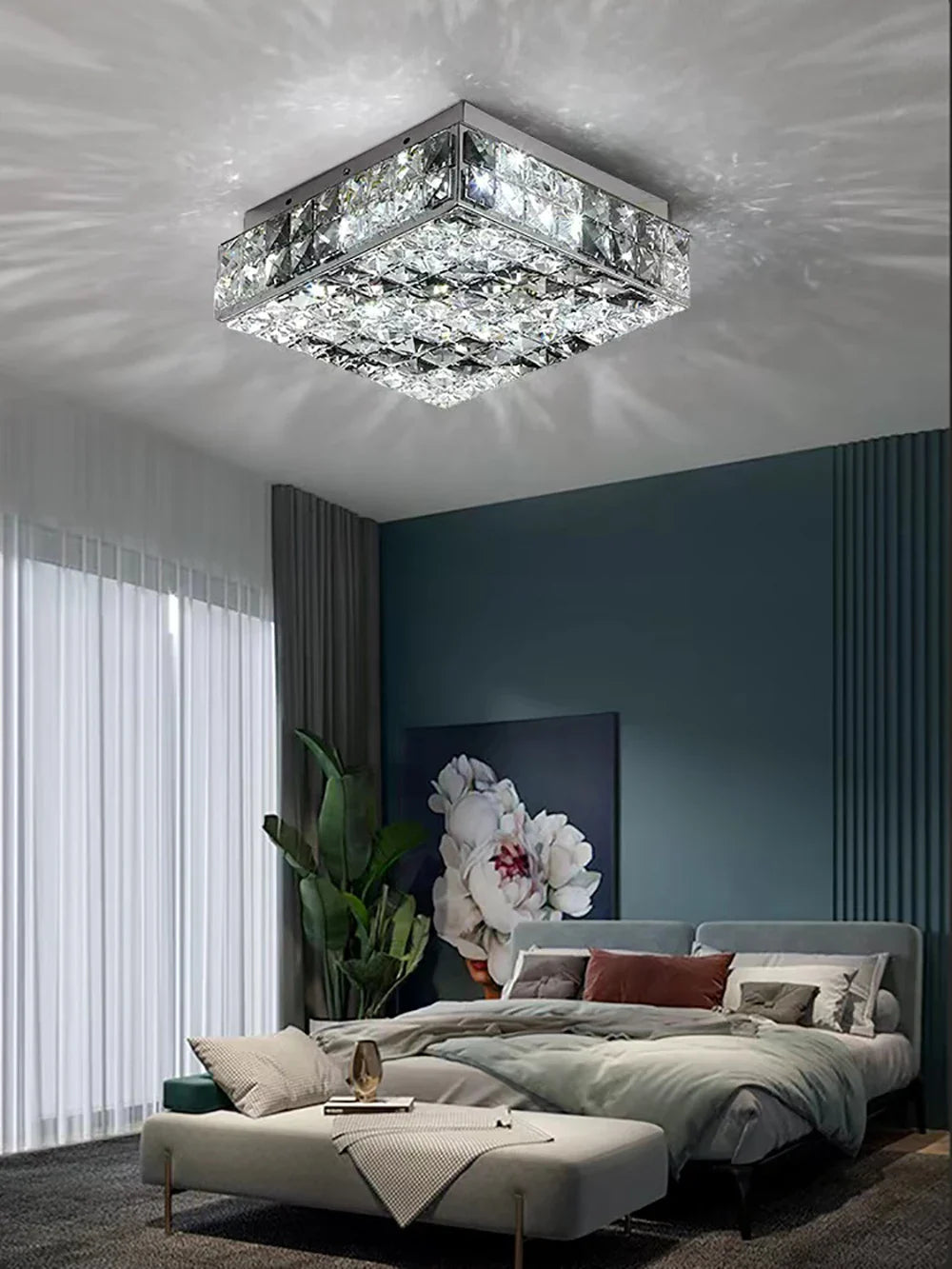 Afralia™ Crystal LED Rectangle Chandelier for Elegant Home Decor