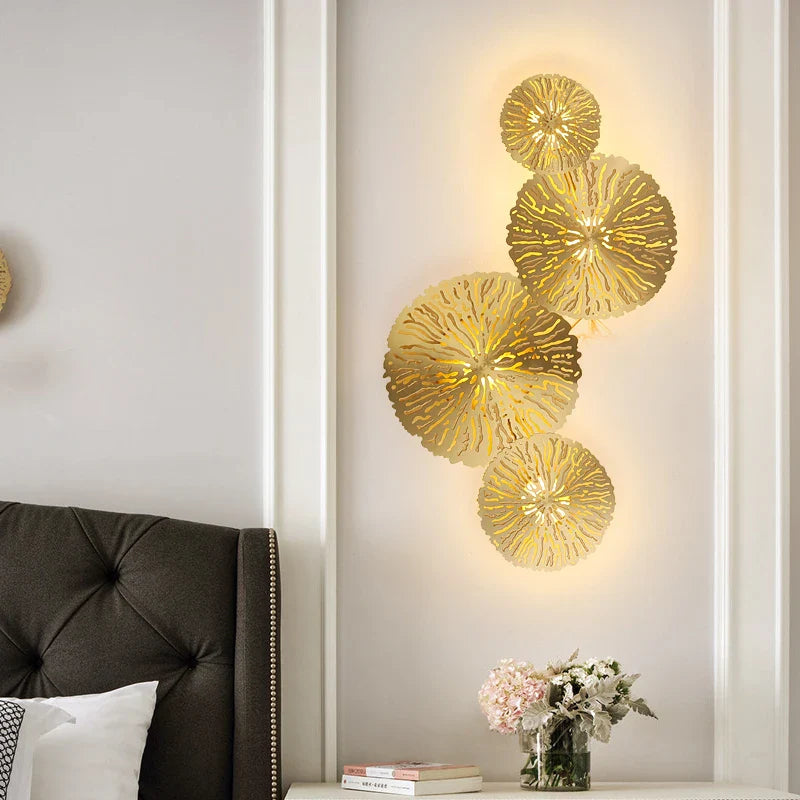 Afralia™ Lotus Leaf Copper Wall Lamp LED Light for Home Decor