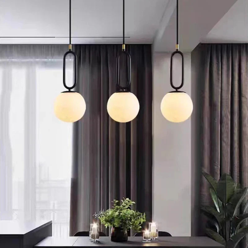 Afralia™ Brass LED Pendant Lights with Natural Marble Finish and Adjustable G9 Bulb