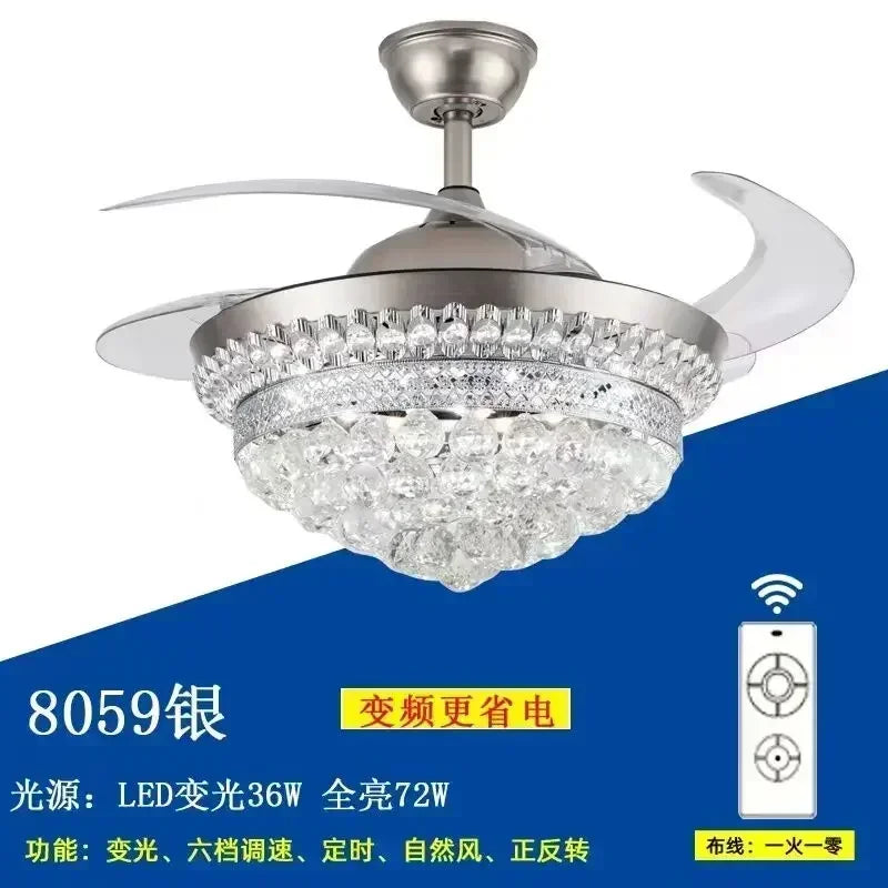 Afralia™ Crystal Remote Control Chandelier Ceiling Fan Light