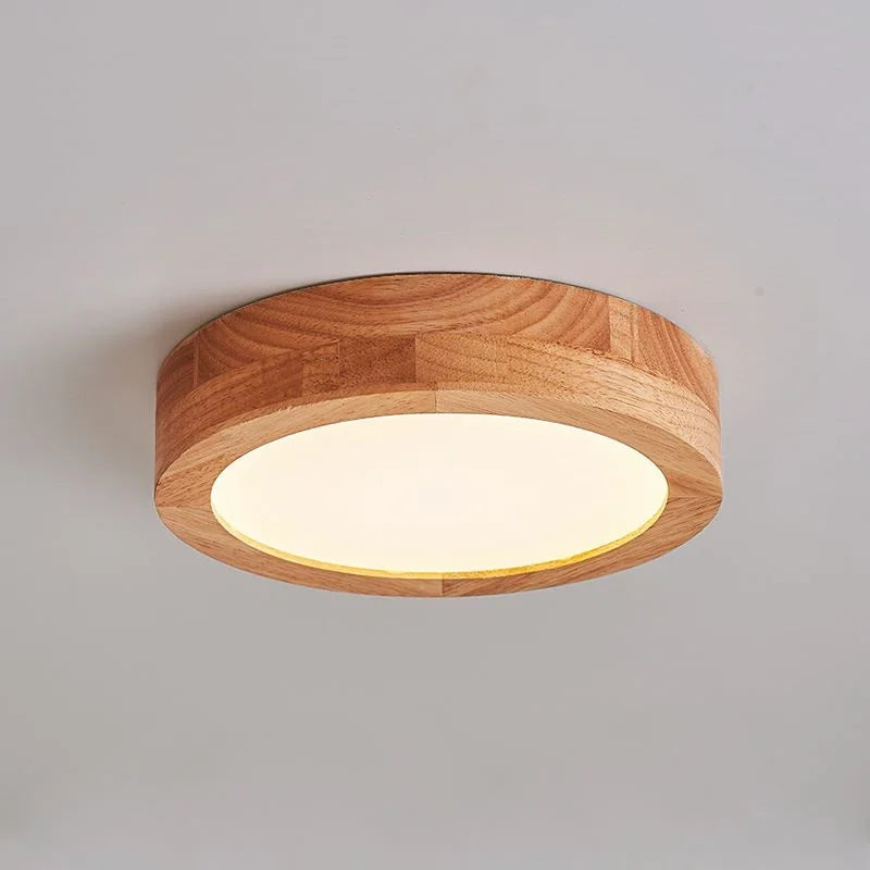 Afralia™ Round Wood LED Ceiling Lights for Modern Home Decor