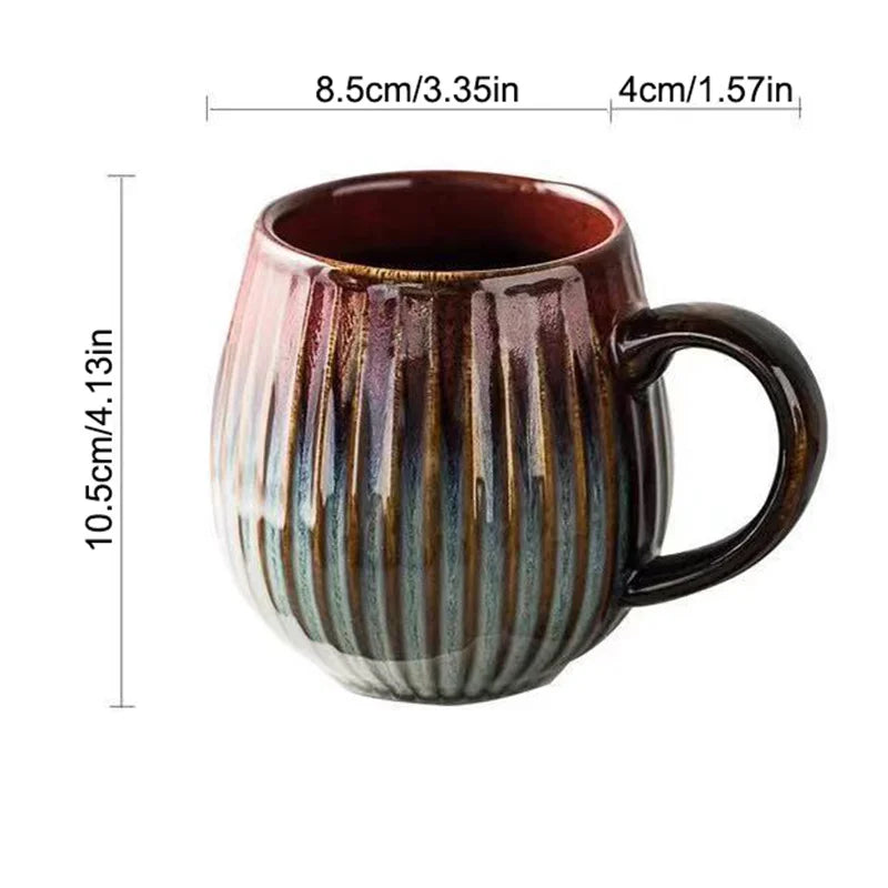 Afralia™ Gradient Glaze Ceramic Coffee Mug, 480ml Retro Japanese Style Cup