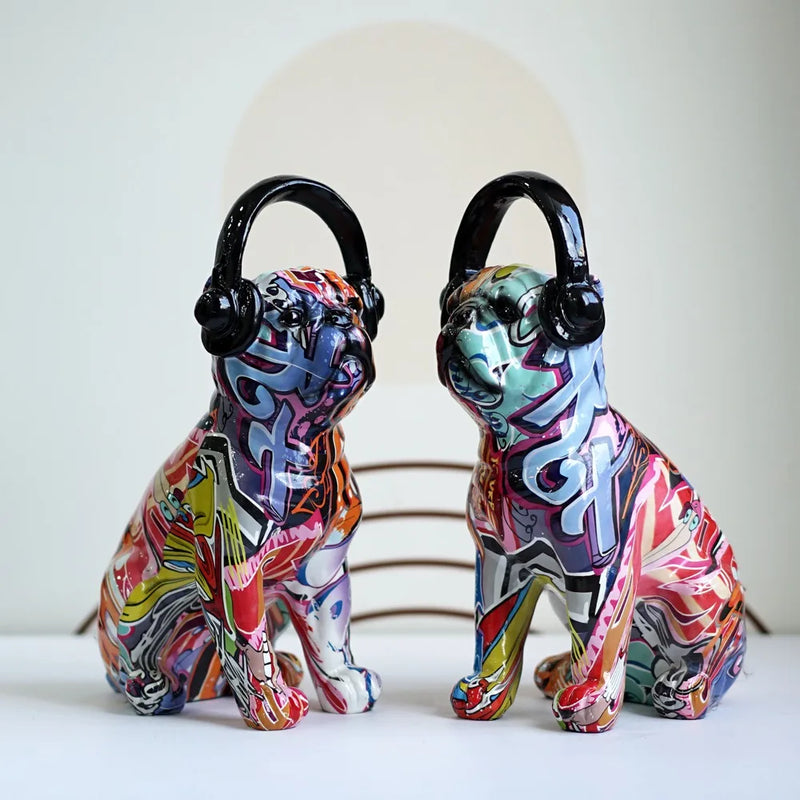 Afralia™ Colorful Bulldog Sculptures: Modern Art Figurines for Home Decor