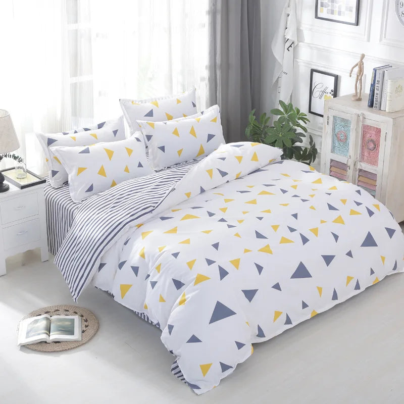 Afralia™ Geometric Pattern Bedding Set: Quilt Cover, Duvet Cover, Sheet, Pillows