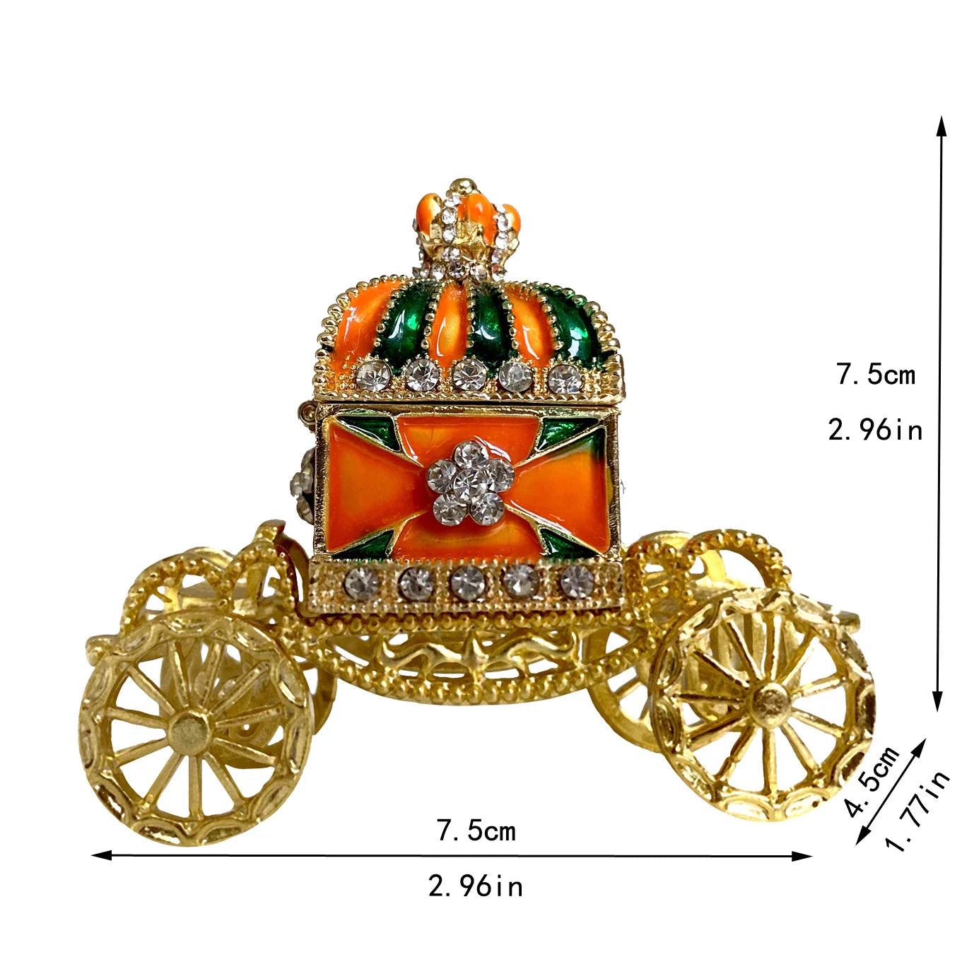 Afralia™ Enamel Crown Jewelry Box Carriage Figurine Wedding Ring Holder Shrine Home Decor